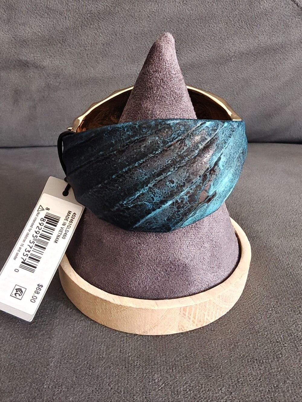 Robert Lee Morris Soho Verdigris Gold-Tone Sculptural Hinge Cuff Bracelet Bangle